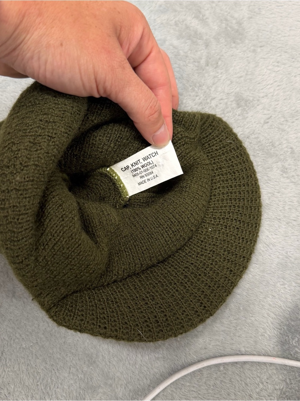 Green Wool Watch Cap Knit Military USA Hat Brim Beanie 8405-01-006-1074 - Picture 5 of 5